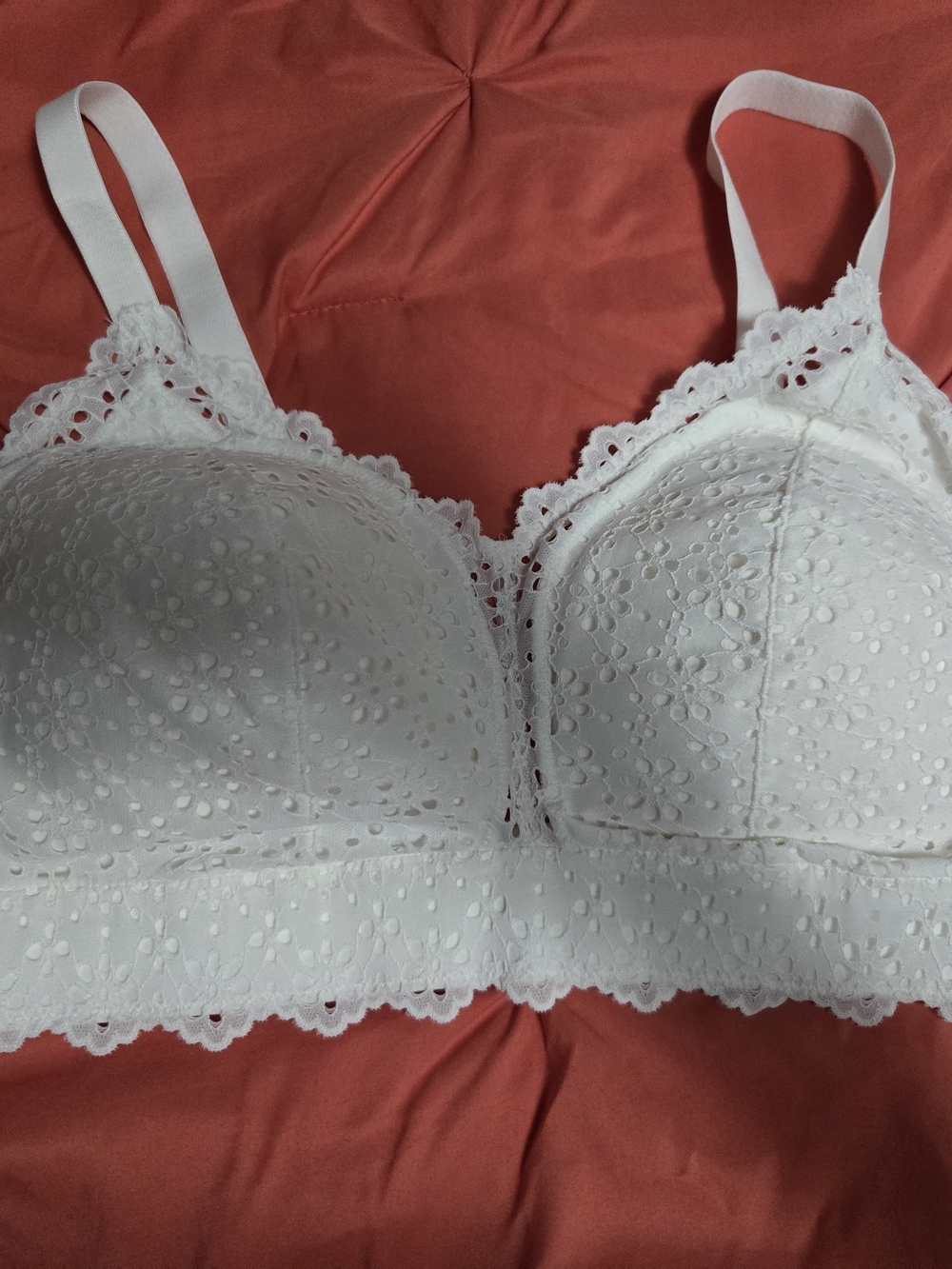 Auden brand floral white wireless crochet bralette 2X